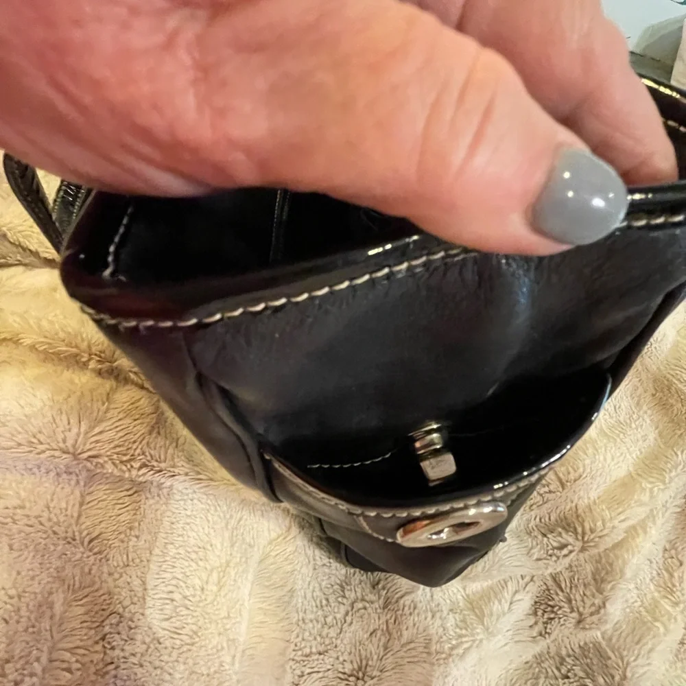 VINTAGE COACH BLACK LEATHER, SATCHEL HOBO SHOULDER BAG - Picture 10 of 16